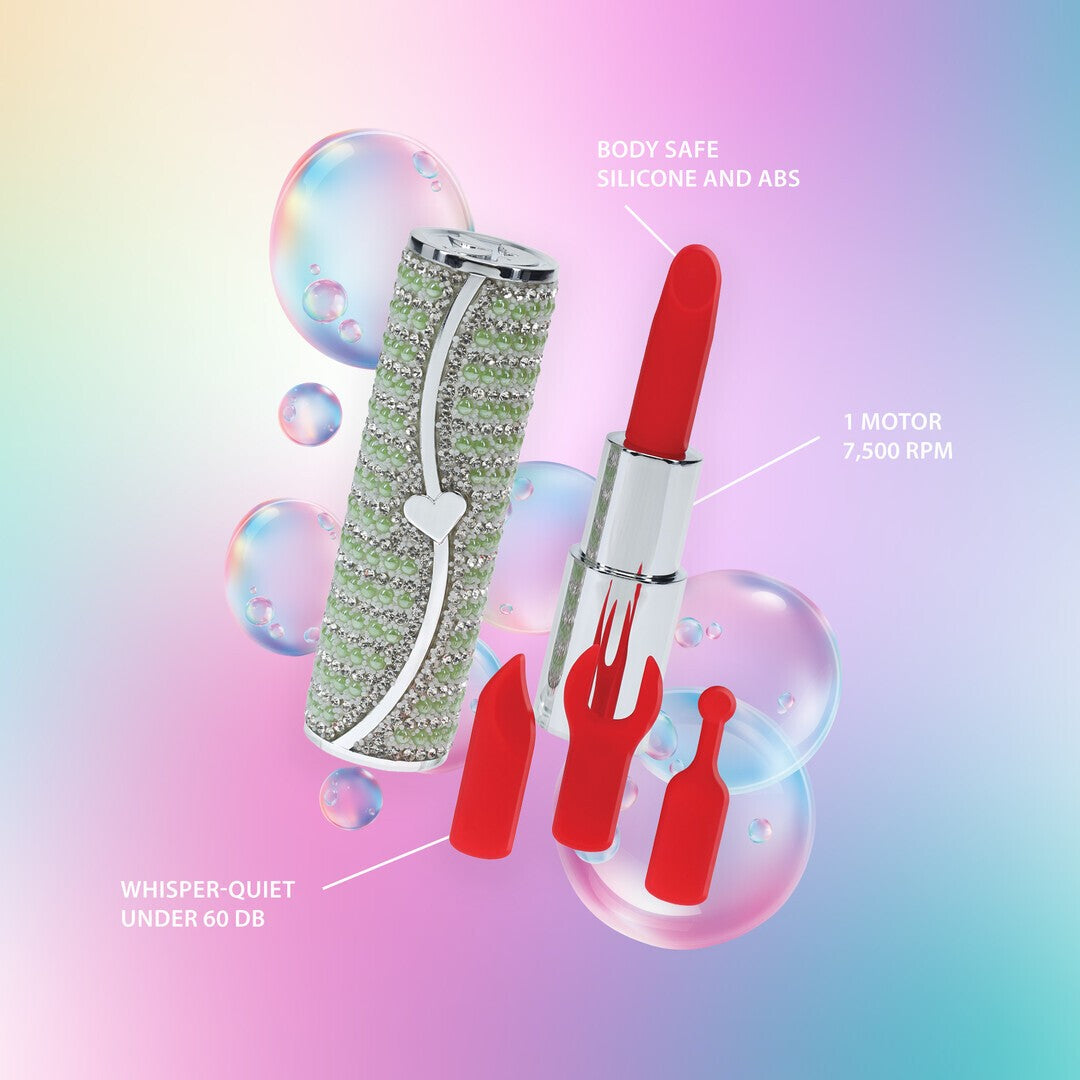 VIBRADOR CON 4 ACCESORIOS CANDY LIPSTICK VERDE LOVELINE