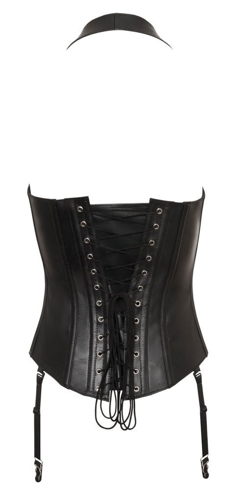 Corsé de Cuero Napa Zado XL - Diseño Motero con Cremallera y Hebillas
