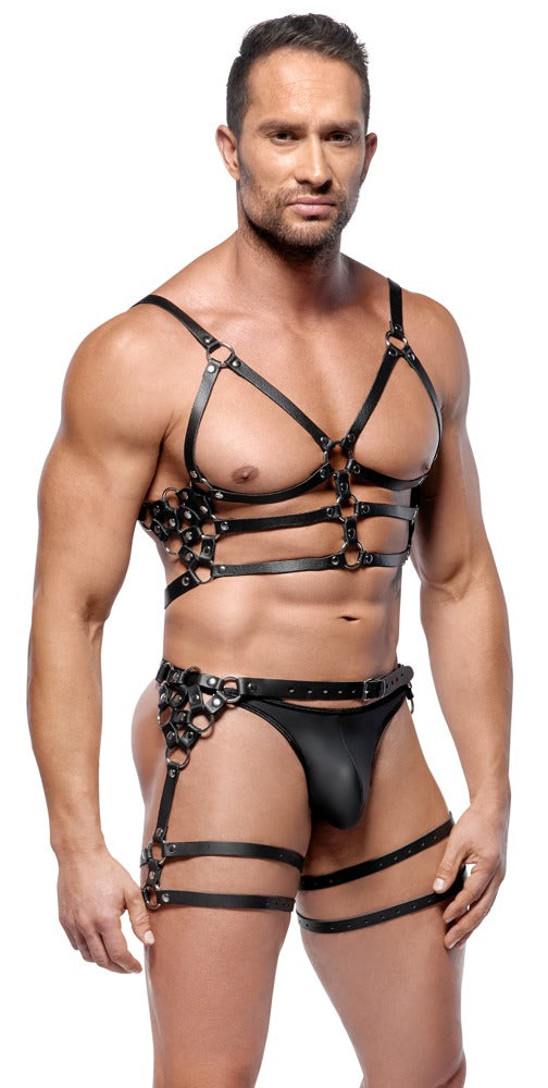Leather Harness Set M/L Zado - Arnés de Cuero Negro Ajustable