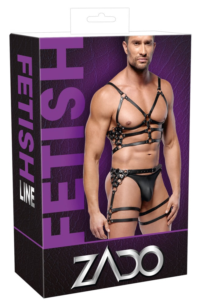 Leather Harness Set M/L Zado - Arnés de Cuero Negro Ajustable