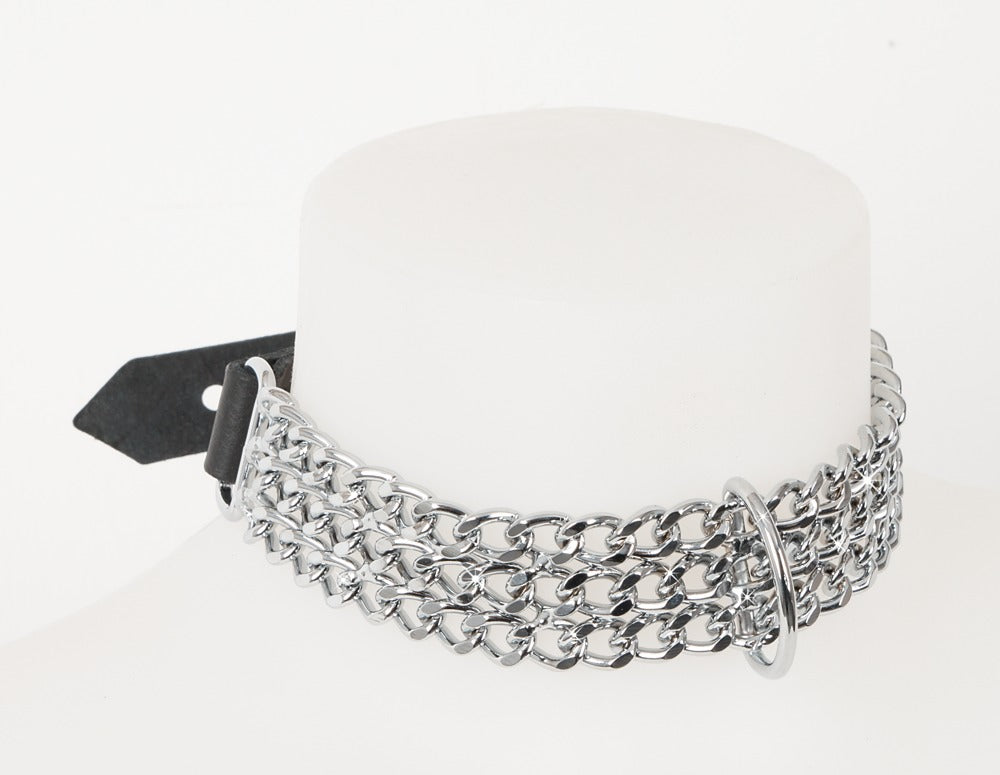 Collar de Cuero ZADO con Cadenas Metálicas Ajustable