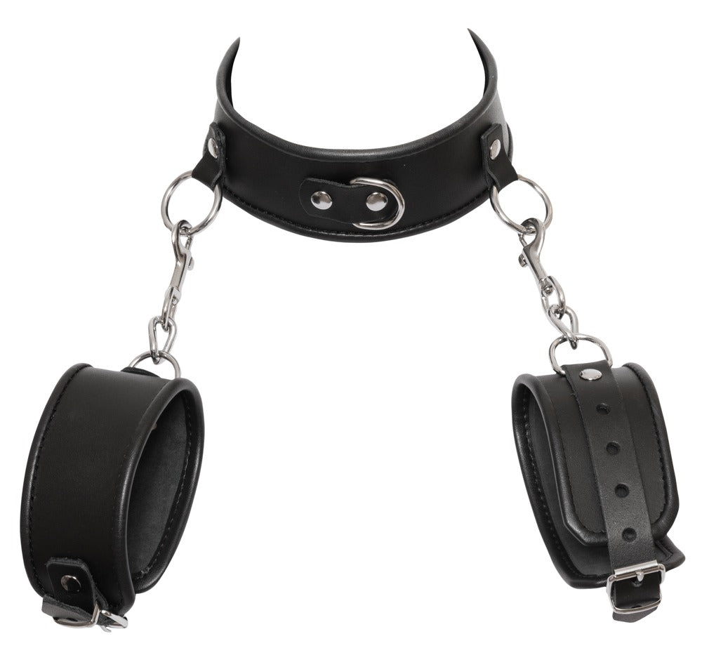 Collar y Esposas de Cuero ZADO - Set BDSM Profesional