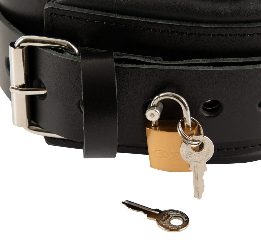 Collar y Correa de Cuero ZADO con Candado - Bondage Profesional