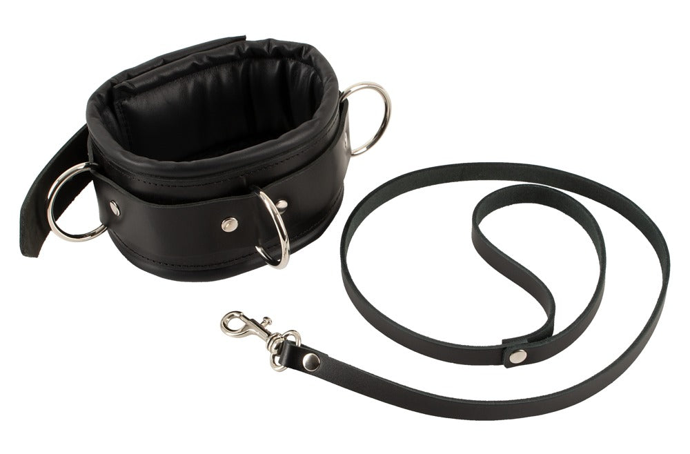 Collar y Correa de Cuero ZADO con Candado - Bondage Profesional
