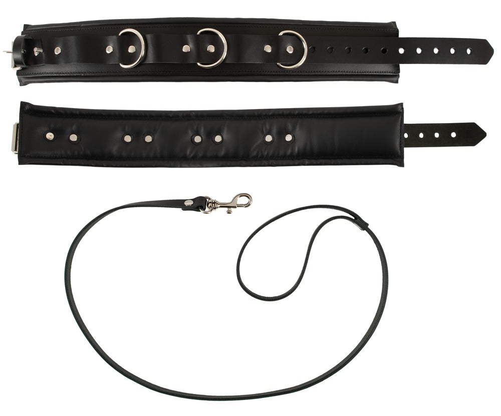 Collar y Correa de Cuero ZADO con Candado - Bondage Profesional