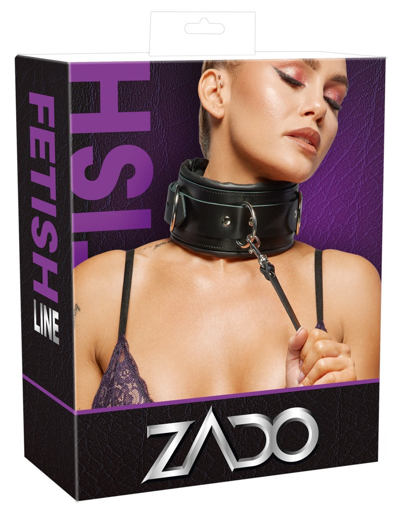 Collar y Correa de Cuero ZADO con Candado - Bondage Profesional