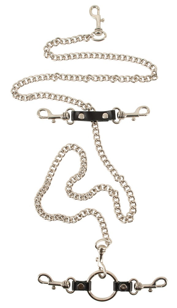 Padded Leather Restraint Set ZADO - Juego Bondage Profesional con Collar, Esposas y Cadena