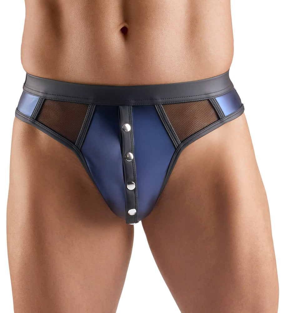 Tanga Rio Svenjoyment 2XL - Wetlook Azul Oscuro con Malla