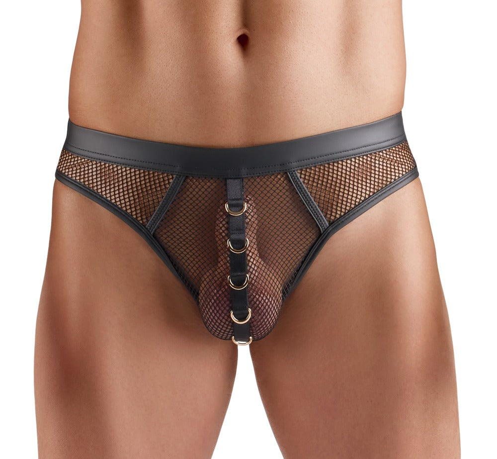 Tanga Svenjoyment M. Thong Net 2XL - Malla Negra con Efecto Mojado