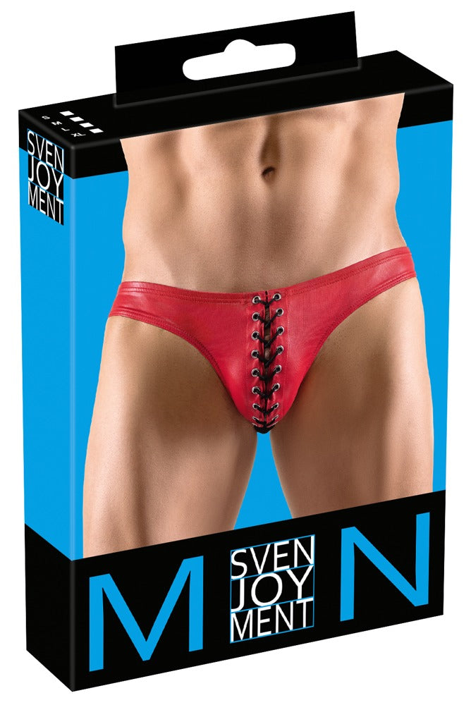 Men's Briefs S Svenjoyment - Slip Rojo Brillante con Cordón