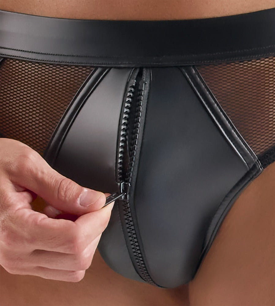 M. Briefs S Svenjoyment - Slip Negro con Efecto Mojado