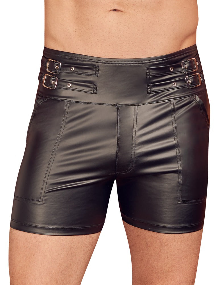 Pantalones Cortos Negros NEK High Waist con Hebillas Ajustables