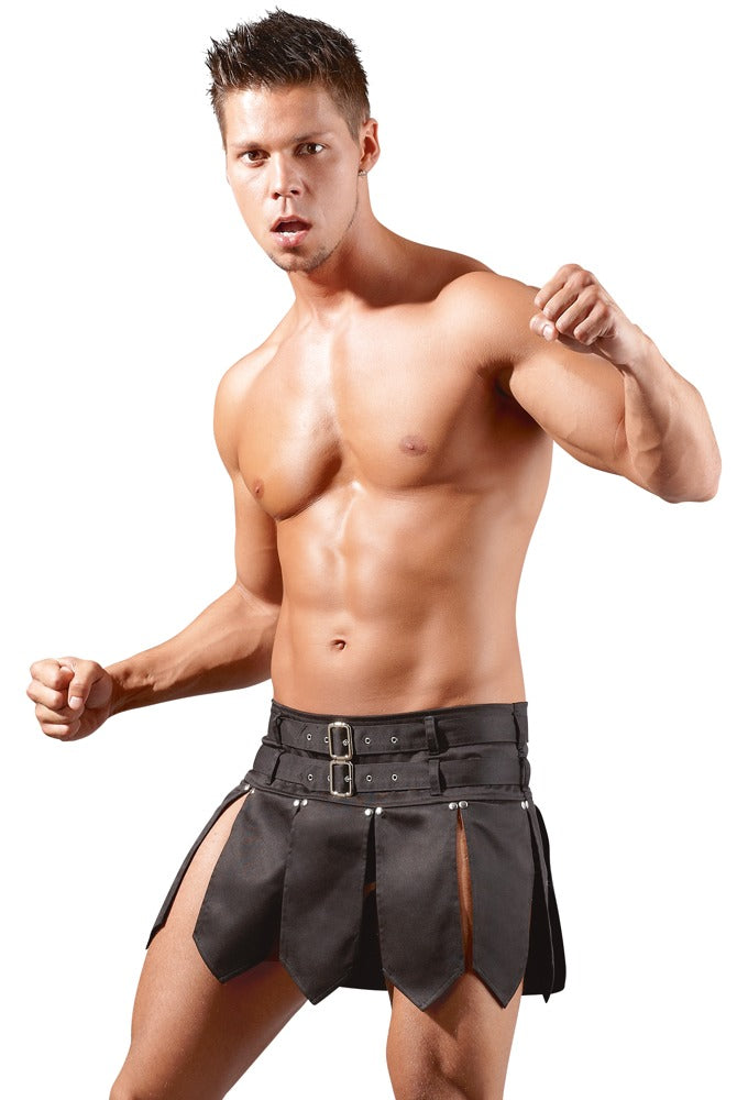 Men's Skirt Gladiador Negro con Cinturones - Svenjoyment Talla S