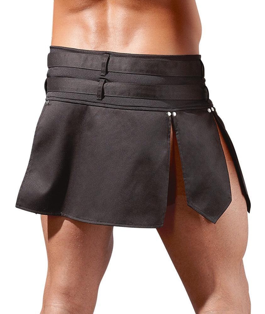 Men's Skirt Gladiador Negro con Cinturones - Svenjoyment Talla S