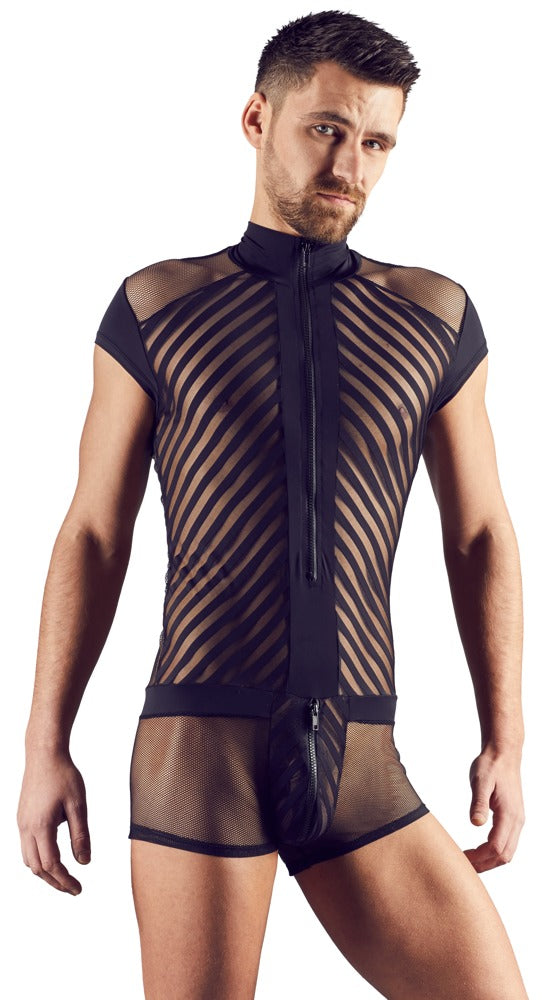 Men's Playsuit S Svenjoyment - Body Sofisticado con Malla