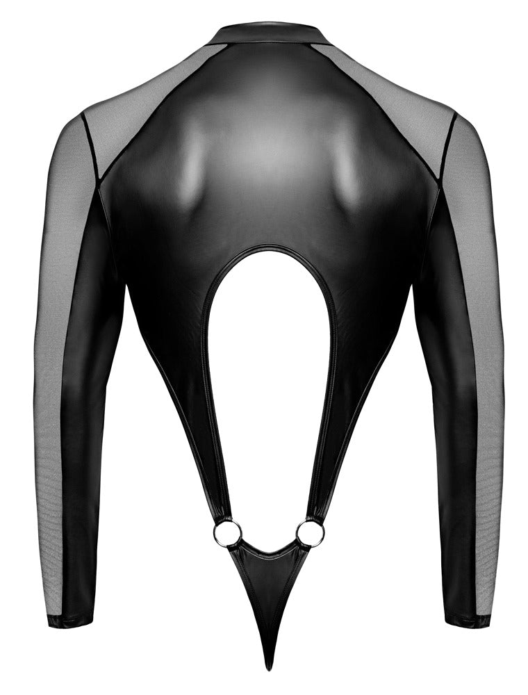 Body XL Svenjoyment Negro con Mangas Largas y Detalles Transparentes
