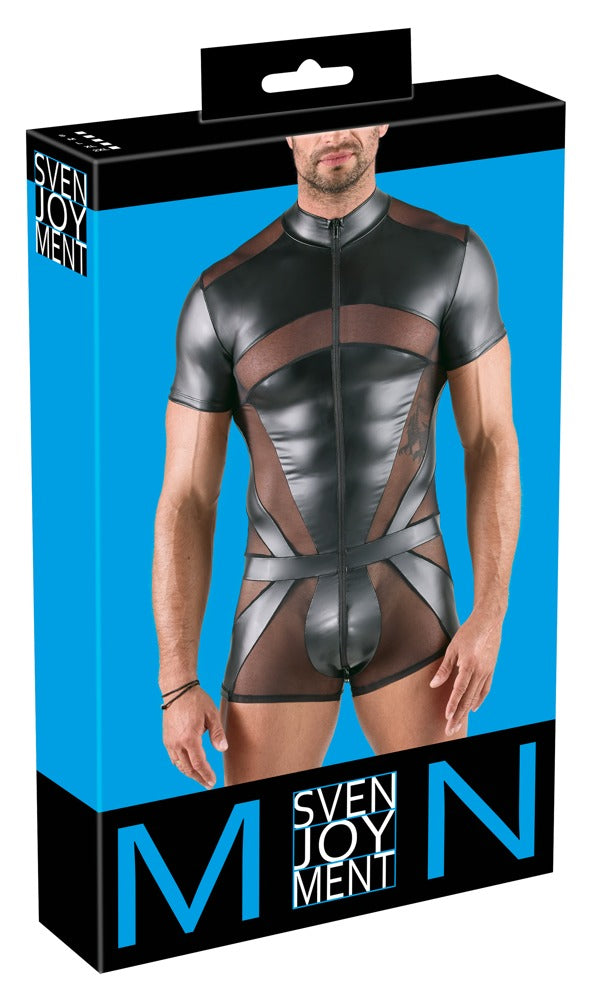 Men's Playsuit XL Negro Svenjoyment - Mono Ceñido con Cremallera 3 Vías