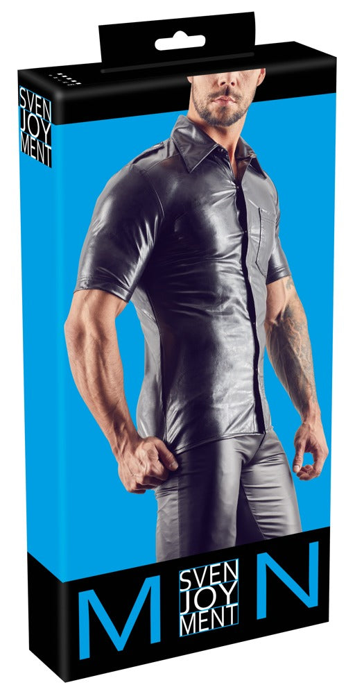 Camisa de Polipiel Negra Svenjoyment - Corte Entallado Talla L