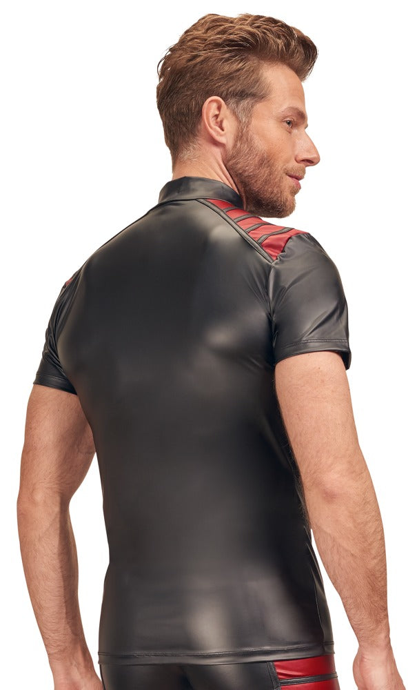 Camiseta NEK Negra con Rayas Rojas - Talla XL