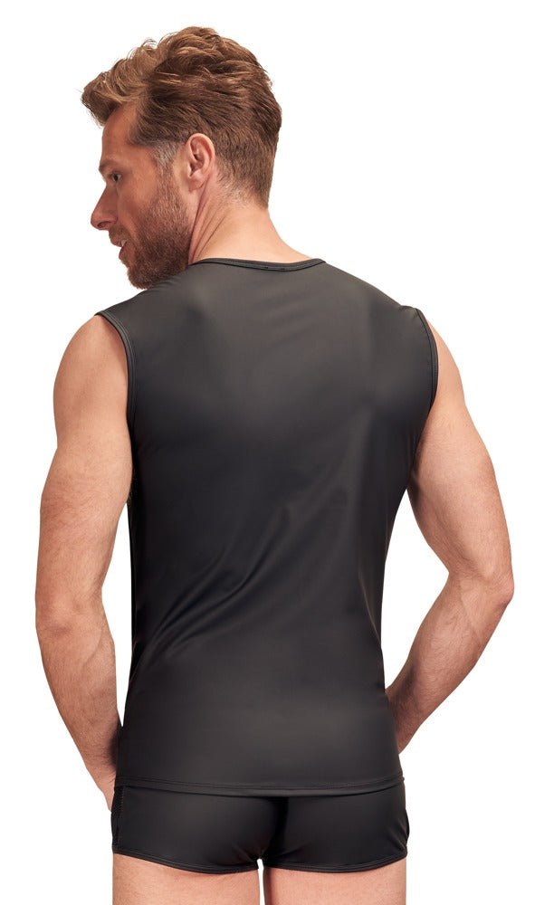 Camisa Sin Mangas NEK Negra con Inserciones de Malla - Talla L