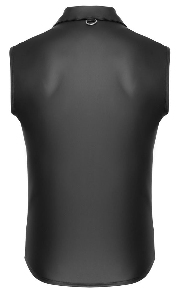 Camisa sin mangas NEK 3XL negra mate con botones automáticos