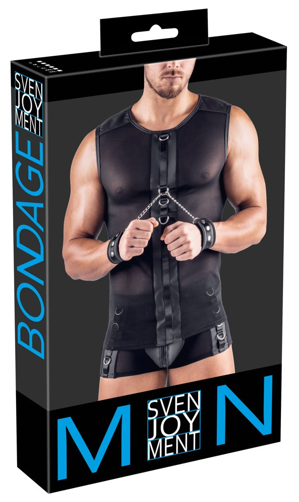 Camiseta Rejilla Negra con Esposas 3XL - Svenjoyment