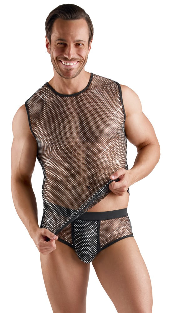 Camiseta de Malla Svenjoyment con Strass - Transparencia Negra