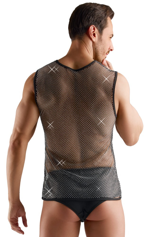 Camiseta de Malla Svenjoyment con Strass - Transparencia Negra