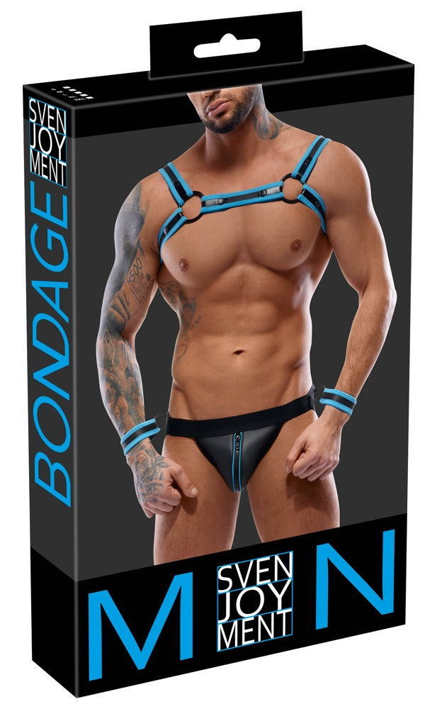 Jock Set Neopreno Negro/Azul M - Arnés BDSM Svenjoyment