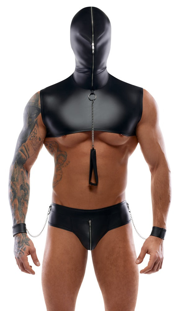 Men's Bondage Set 2XL Svenjoyment - Conjunto Completo con Capucha, Correa y Esposas
