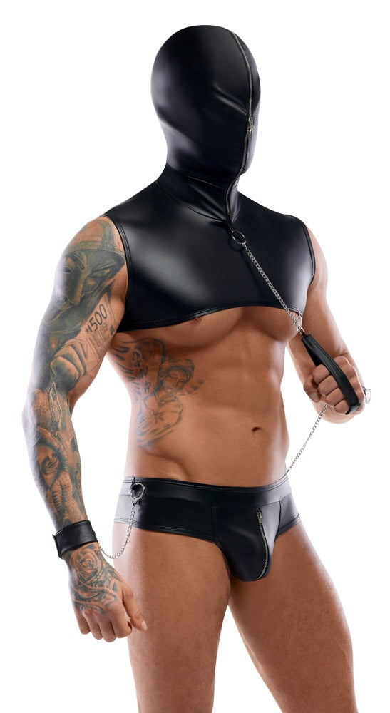 Men's Bondage Set 2XL Svenjoyment - Conjunto Completo con Capucha, Correa y Esposas