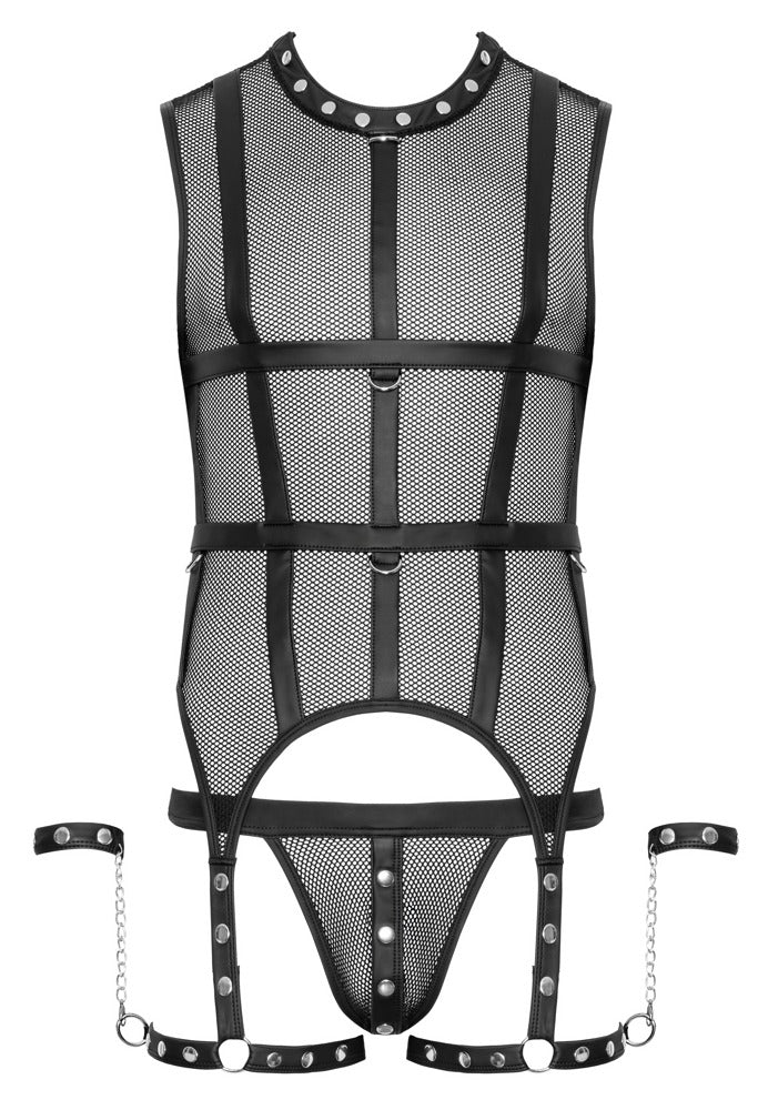 Men's Bondage Set M Svenjoyment - Arnés Malla con Esposas