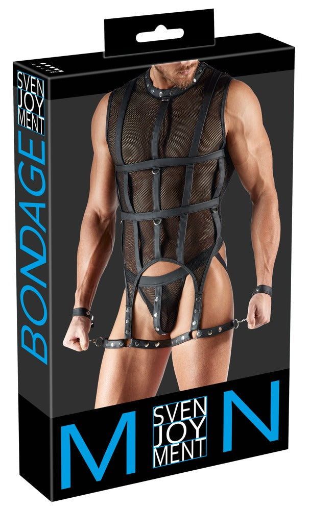 Men's Bondage Set M Svenjoyment - Arnés Malla con Esposas