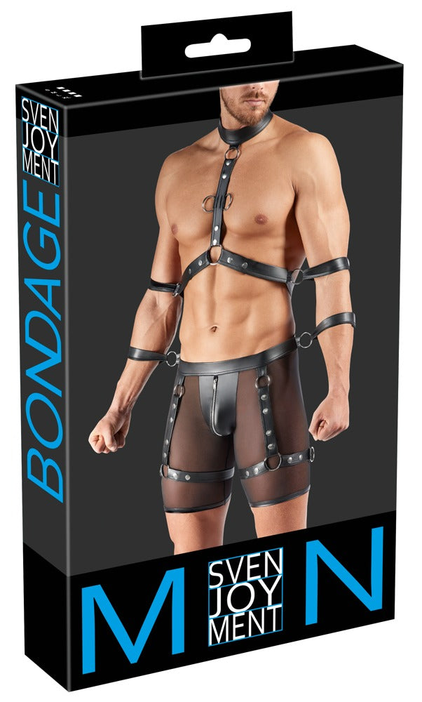 Pantalón Harness BONDAGE con Arnés de Pecho y Esposas - Svenjoyment