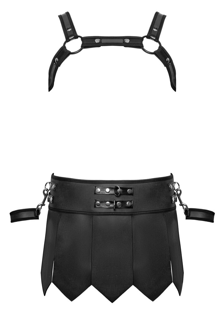 Conjunto Gladiador Svenjoyment: Arnés Pecho + Falda + Esposas XL