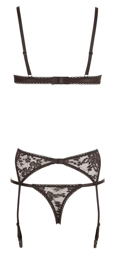 Shelf Bra Set 80C/L Cottelli Lingerie - Sujetador Abierto con Liguero