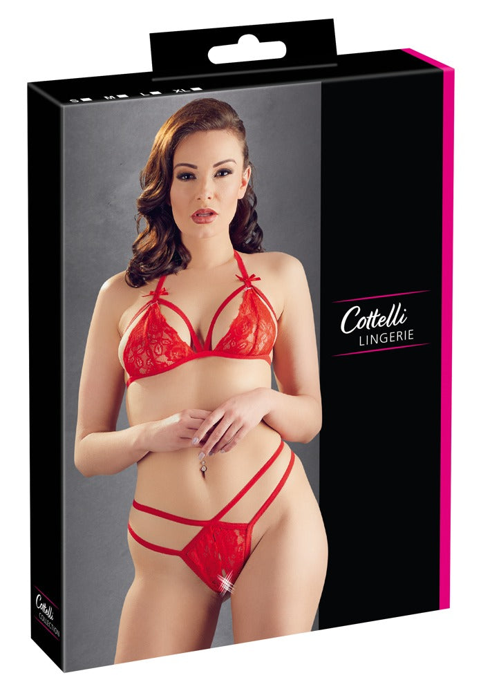 Conjunto de Encaje Cottelli Lingerie Rojo Talla XL