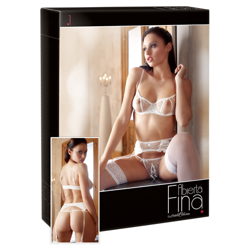 Bra Set White 80B/M - Conjunto de Lencería Abierta Fina