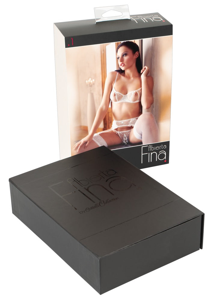 Bra Set White 75B/S - Conjunto de Lencería Abierta Fina