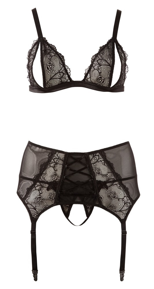 Bra Suspender Set 2XL Cottelli Curves - Conjunto de Encaje con Tanga