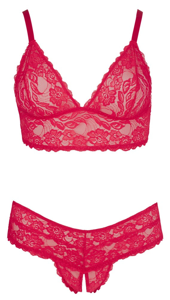 Conjunto Sujetador y Braguita Roja Encaje Filigrana Talla 2XL