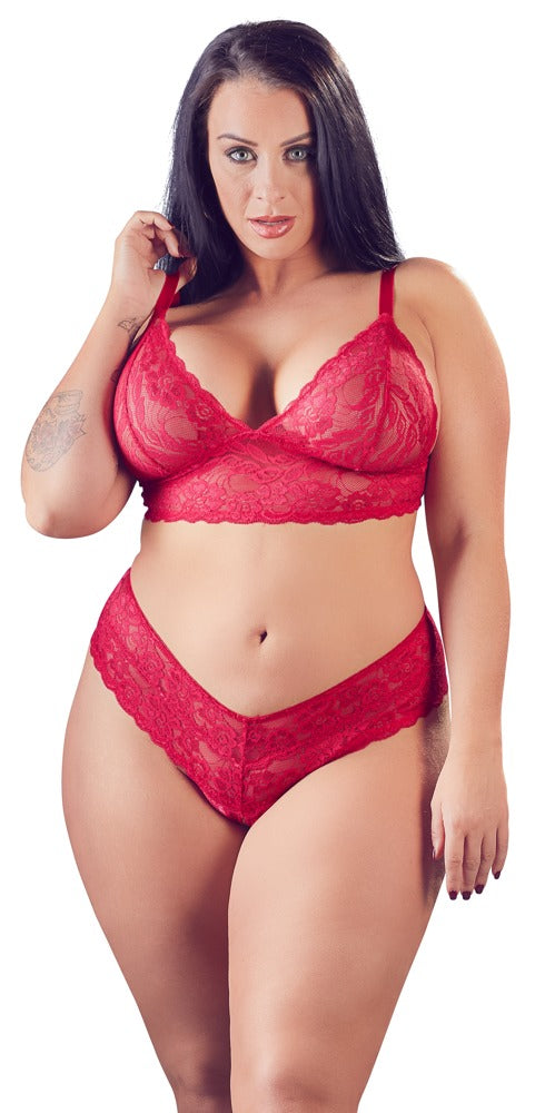 Conjunto Sujetador y Braguita Cottelli Curves Talla 4XL - Encaje Rojo