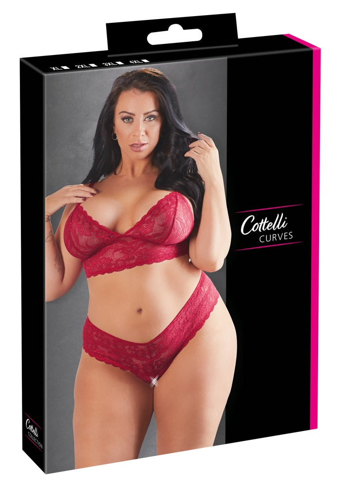 Conjunto Sujetador y Braguita Roja Encaje Filigrana Talla 2XL
