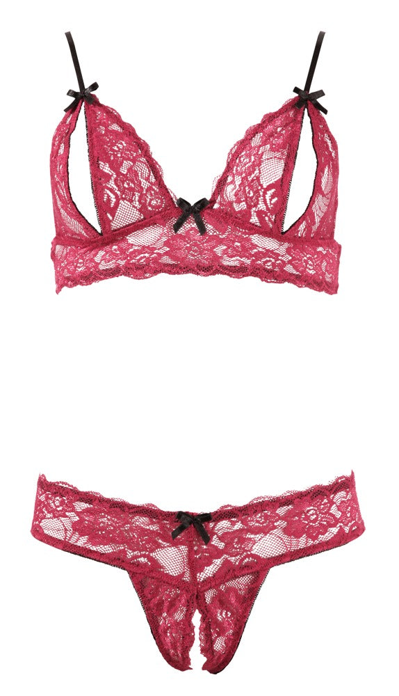 Cottelli Lingerie Bra Set L - Conjunto Seductor de Encaje con Copas Abiertas