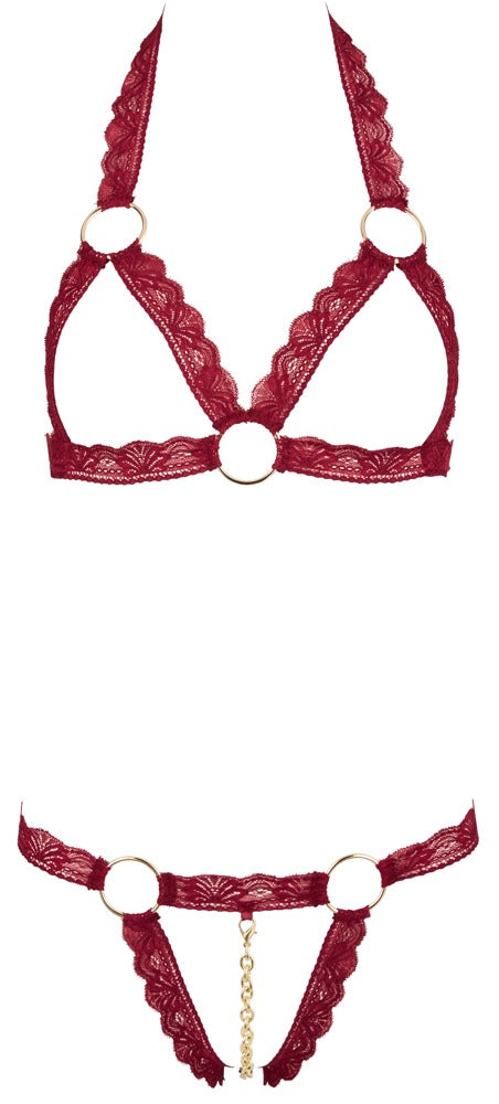 Bra Set Open Red M/L - Sujetador de Encaje Elástico Cottelli Lingerie