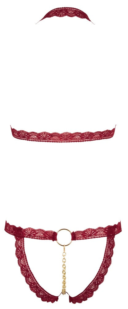Bra Set Open Red M/L - Sujetador de Encaje Elástico Cottelli Lingerie