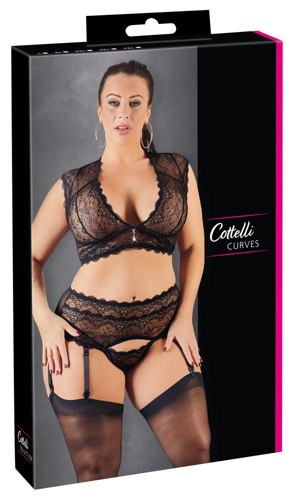 Lace Set Negro 3XL - Bralette y Tanga Cottelli Curves