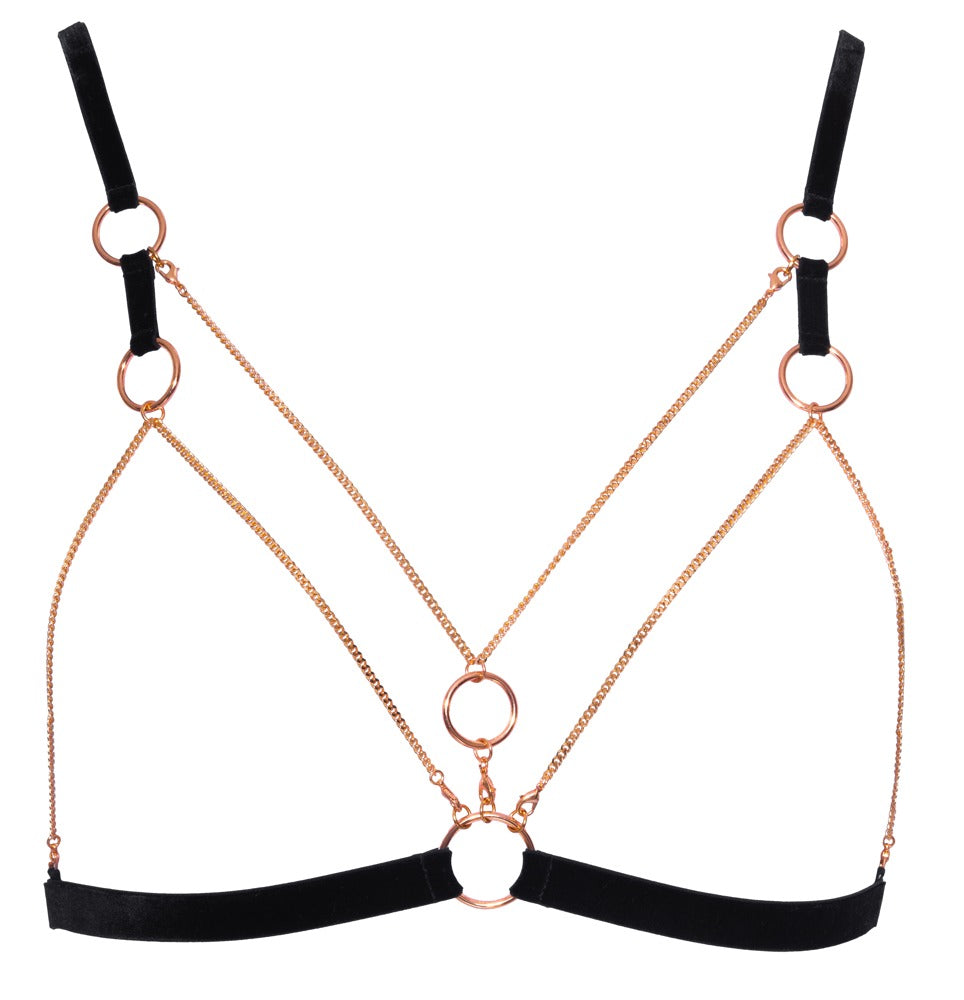 Bra Set Glamour L - Sujetador y Braguita Bondage con Cadenas Desmontables