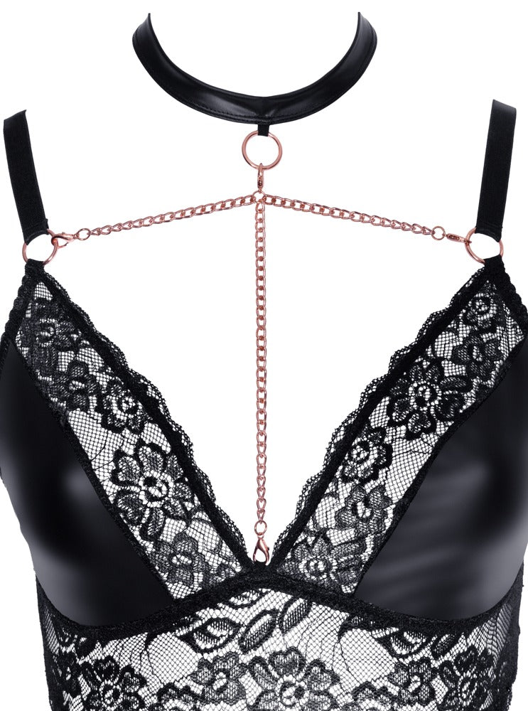 Bra and Suspender Briefs Cottelli Curves 2XL - Conjunto Erótico con Cadenas