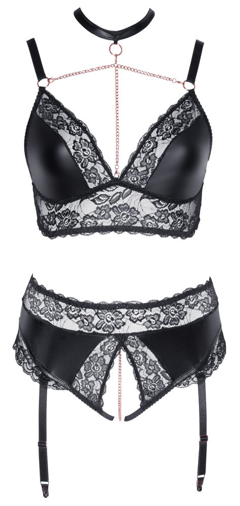 Bra and Suspender Briefs Cottelli Curves 2XL - Conjunto Erótico con Cadenas